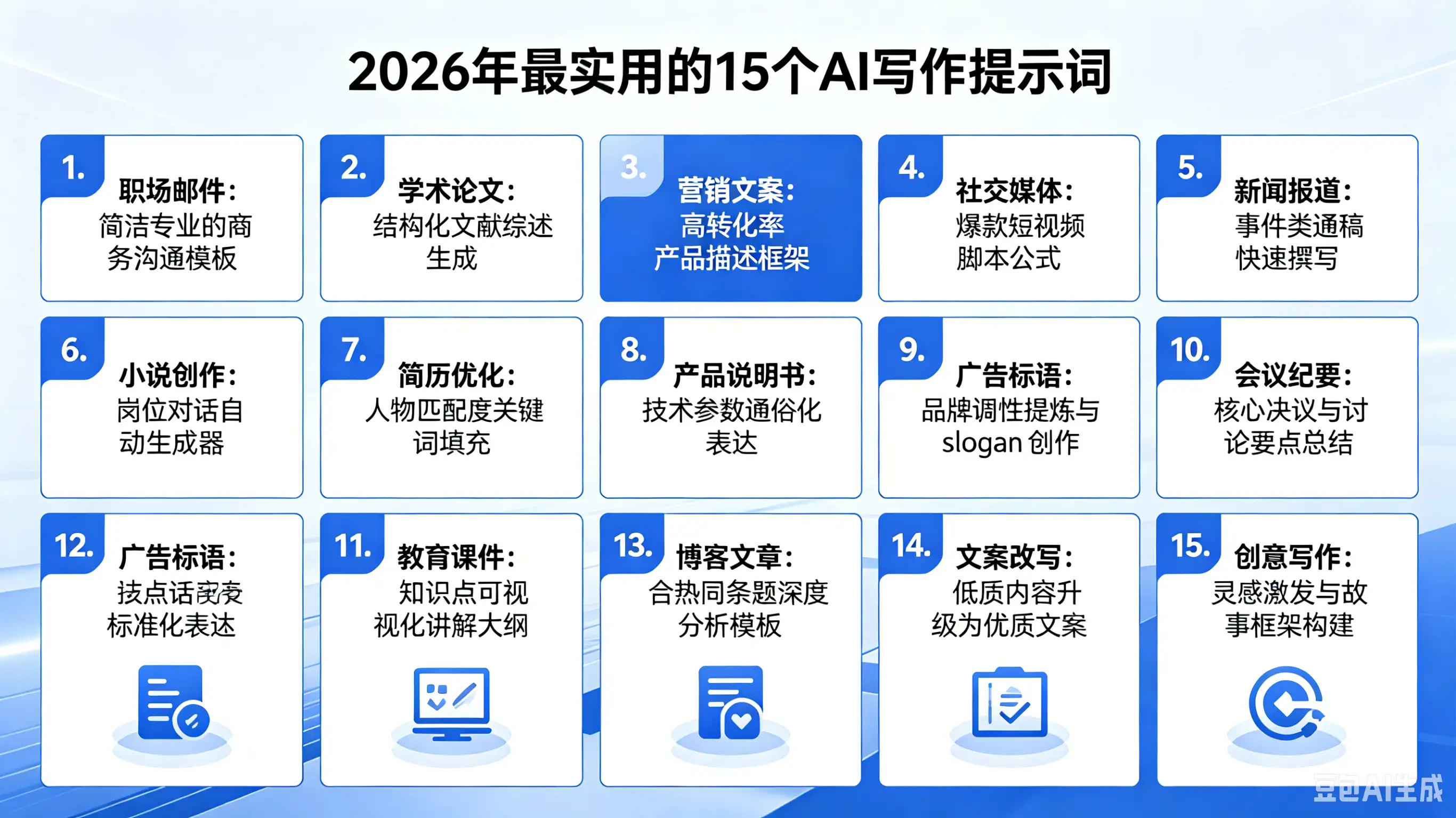 2026年最实用的15个AI写作提示词